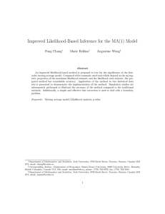 Improved Likelihood-Based Inference for the MA(1) Model Fang Chang Marie Rekkas Augustine Wong