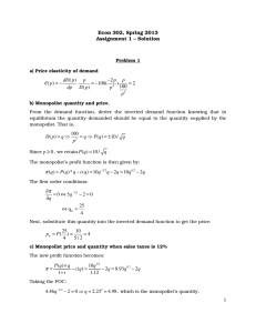 Econ 302, Spring 2013 Assignment 1 – Solution  −