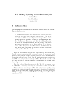 U.S. Military Spending and the Business Cycle Lecture Notes David Andolfatto October 2001