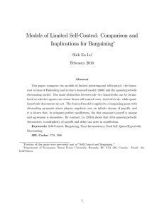 Models of Limited Self-Control: Comparison and Implications for Bargaining Shih En Lu
