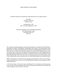 NBER WORKING PAPER SERIES Ejaz Ghani Arti Grover Goswami