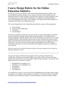 Course Design Rubric for the Online Education Initiative