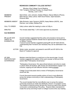REDWOODS COMMUNITY COLLEGE DISTRICT Minutes of the College Council Meeting