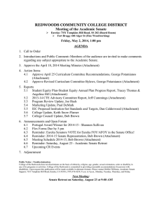 REDWOODS COMMUNITY COLLEGE DISTRICT Meeting of the Academic Senate