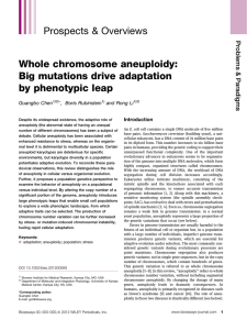 Prospects &amp; Overviews Whole chromosome aneuploidy: Big mutations drive adaptation by phenotypic leap