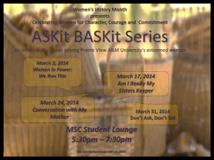 ASKit BASKit Series March 17, 2014 Am I Really My Sisters Keeper