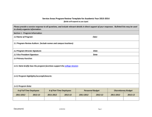 Service Areas Program Review Template for Academic Year 2013-2014