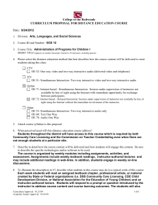 College of the Redwoods CURRICULUM PROPOSAL FOR DISTANCE EDUCATION COURSE Date: