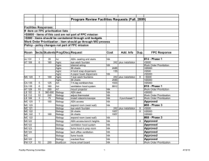 Program Review Facilities Requests (Fall, 2009)