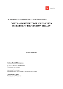 COSTS AND BENEFITS OF AN EU-CHINA INVESTMENT PROTECTION TREATY