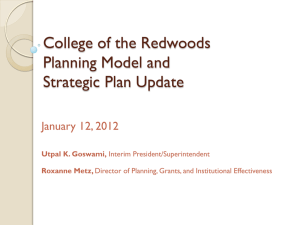 College of the Redwoods Planning Model and Strategic Plan Update January 12, 2012