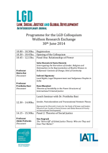 Programme for the LGD Colloquium Wolfson Research Exchange 30 June 2014