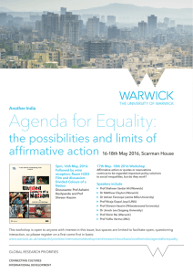 Agenda for Equality: the possibilities and limits of affirmative action