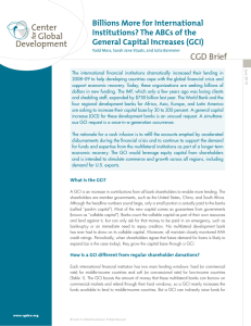 CGD Brief Billions More for International Institutions? The ABCs of the