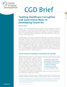 CGD Brief Tackling Healthcare Corruption and Governance Woes in Developing Countries
