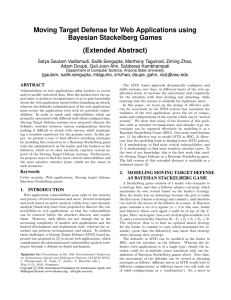 Moving Target Defense for Web Applications using Bayesian Stackelberg Games (Extended Abstract)