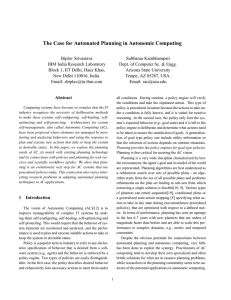 The Case for Automated Planning in Autonomic Computing