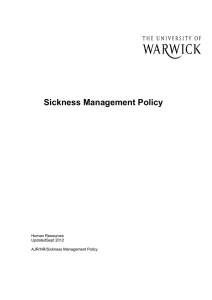 Sickness Management Policy  Human Resources UpdatedSept 2012