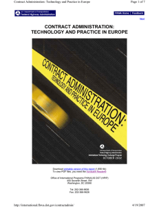 CONTRACT ADMINISTRATION: TECHNOLOGY AND PRACTICE IN EUROPE Page 1 of 7