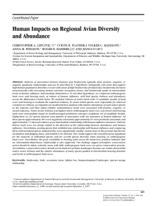 Human Impacts on Regional Avian Diversity and Abundance Contributed Paper CHRISTOPHER A. LEPCZYK,