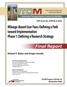 Final Report Mileage-Based User Fees: Defining a Path toward Implementation