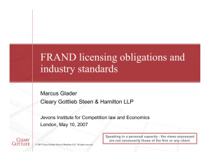 FRAND licensing obligations and industry standards Marcus Glader