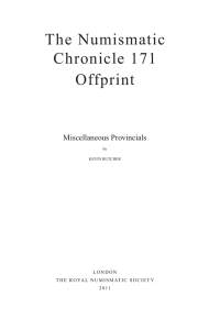 The Numismatic Chronicle 171 Offprint Miscellaneous Provincials