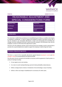 REASONABLE ADJUSTMENT AND SPECIAL CONSIDERATIONS FORM Confidentiality