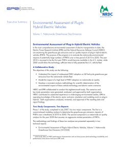 Environmental Assessment of Plug-In Hybrid Electric Vehicles Executive Summary