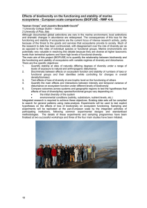 Effects of biodiversity on the functioning and stability of marine
