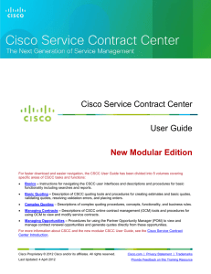 Cisco Service Contract Center User Guide New Modular Edition