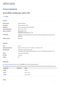 Anti-HGS antibody ab61194 Product datasheet 2 Images Overview