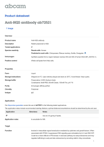 Anti-HGS antibody ab72521 Product datasheet 1 Image