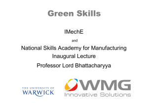 Green Skills IMechE National Skills Academy for Manufacturing Inaugural Lecture