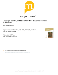 Language, Gender, and Ethnic Anxiety in Zangwill's Children of the Ghetto