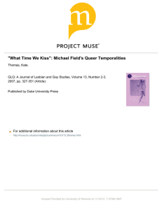 &#34;What Time We Kiss&#34;: Michael Field's Queer Temporalities