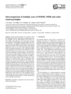 Intercomparison of multiple years of MODIS, MISR and radar cloud-top heights Annales Geophysicae