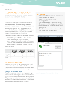 CLEARPASS ONGUARd™ Enterprise-class endpoint protection, posture assessments and health checks data sheet