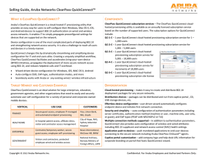Selling Guide, Aruba Networks ClearPass QuickConnect™ W C P