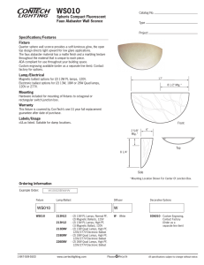 WS010 Spheris Compact Fluorescent Faux Alabaster Wall Sconce Specifications/Features