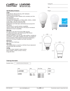LG4509D 9W LED A19 Lamp Specifications/Features Lamp