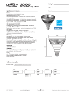 LR0920D 20W LED PAR38 Lamp, E26 Base