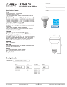LR2809.5D 9.5W LED BR20 Lamp, E26 Base Specifications/Features Lamp