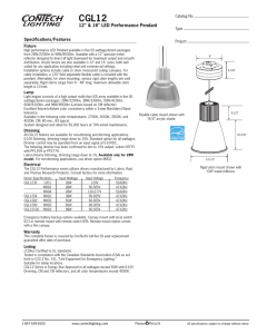CGL12 12&#34; &amp; 16&#34; LED Performance Pendant Specifications/Features Fixture