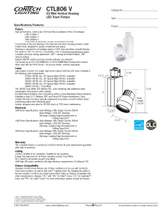 CTL806 V O2 Mini Vertical Housing LED Track Fixture Specifications/Features