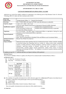 GOVERNMENT OF INDIA DEPARTMENT OF ATOMIC ENERGY ADVERTISEMENT NO.  RRCAT–3/2015