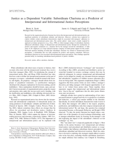 Justice as a Dependent Variable: Subordinate Charisma as a Predictor... Interpersonal and Informational Justice Perceptions