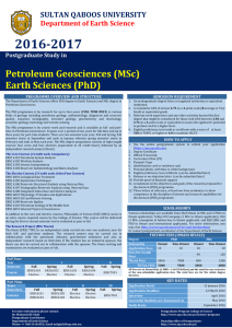 2016-2017 Petroleum Geosciences (MSc) Earth Sciences (PhD) SULTAN QABOOS UNIVERSITY