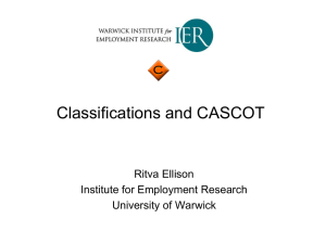 Classifications and CASCOT Ritva Ellison Institute for Employment Research University of Warwick