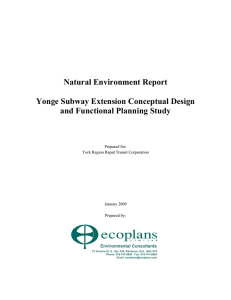 Natural Environment Report Yonge Subway Extension Conceptual Design and Functional Planning Study